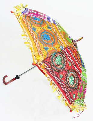 

Lal Haveli Indian Hand Embroidered Parasol Fashionable Cotton Sun Umbrella(Multicolor)