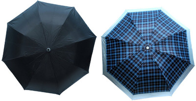 Seedling 3 Fold Umbrella(Black, Blue)