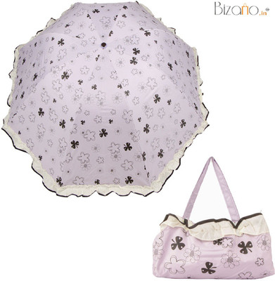 Bizarro.in BIU-7016950-POUCH-FLW-PUR Umbrella(Purple)