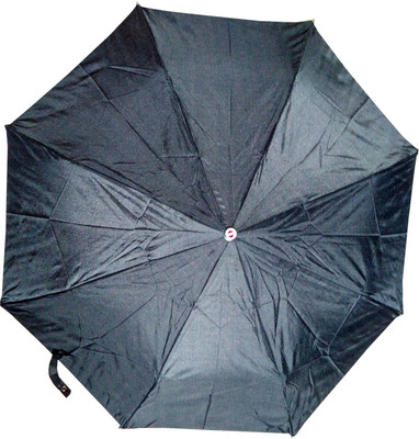 

Fiable Creations Unisex Denim look Polyester Fabric Dotted Three Fold Black Rich Umbrella(Black)