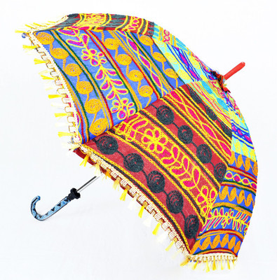 

Lal Haveli Ethnic Cotton Fabric Designer Sun Umbrella(Multicolor)