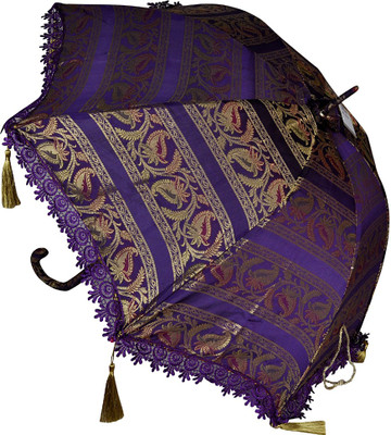

Lal Haveli Ethnic Silk Fabric Designer Decorative Umbrella(Purple)