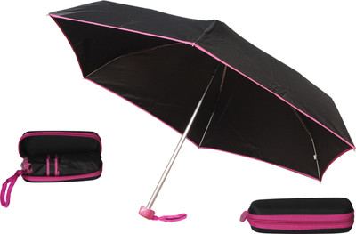 

Bs Spy 5 Foldd Portable Black With Pink Lining With Case Umbrella(Pink)