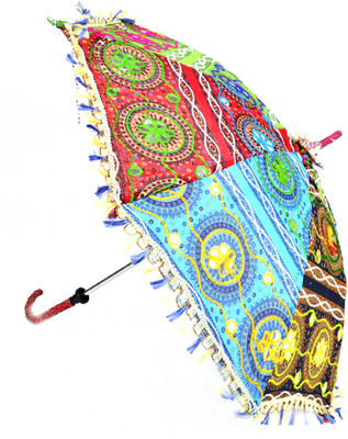 

Lal Haveli Vintage Hand Embroidered Parasol Women'S Black Cotton Sun Umbrella(Multicolor)