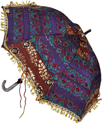 

Lal Haveli Single Fold Cotton Designer Umbrella(Purple)