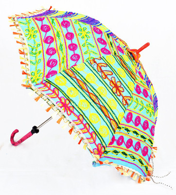 

Lal Haveli Hand Embroidery Work Single Fold Sun Umbrella(Blue)