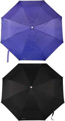 

Bizarro Plain Combo-3-Fold Heavy Quality (Set of 2) Umbrella(Blue, Black)