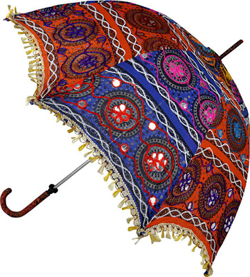 

Lal Haveli Embroidery Work Cotton Ladies Summer Umbrella(Multicolor)