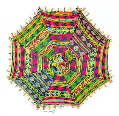 

Lal Haveli Ethnic Handmade Embroidery Work Rajasthani Umbrella(Black)