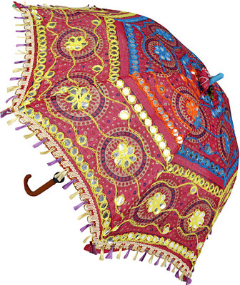 

Lal Haveli Womens Cotton Sun Designer Umbrella(Pink)