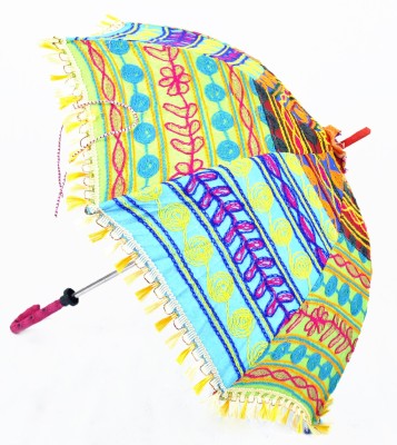 

Lal Haveli Rajasthani Rural Ethnic Handmade Embroidered Umbrella(Multicolor)