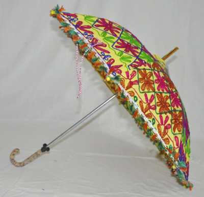 

Lal Haveli Rajasthani Embroidery Work Cotton Umbrella(Yellow)