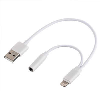 

BB4 Lightning To 3.5mm Headphone Jack Adapter & USB Charging for Iphone 7,7 plus AUX Cable USB Adapter(White)