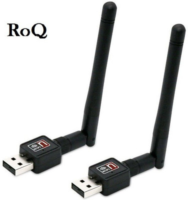 

ROQ Sets Of 2 Mini Wifi Usb Adapter With Antenna USB Adapter(Black)