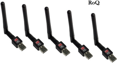 

ROQ Sets Of 5 Mini Wifi Usb Adapter With Antenna External Ethernet Dongle USB Adapter(Black)