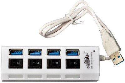 

Ad Net AD-818 4 Port With Individual Switch USB Hub(White)