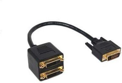 TechGear 8 Inch Ultra Male To 2 Female Gold Plated Dvi D Splitter Adapter Cable Laptop Accessory Black
