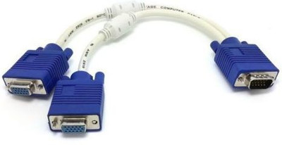 TechGear VGA SVGA Male To 2 VGA Hdb15 Female Splitter Adapter Extension Cable Laptop Accessory Blue