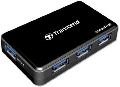Transcend Super Fast Speed USB 3.0 4 Port USB 3 Hub with power Adaptor HUB3 USB Hub(Black)