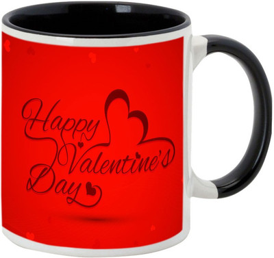 

AllUPrints Happy Valentine Day Black Ceramic Mug(325 ml)