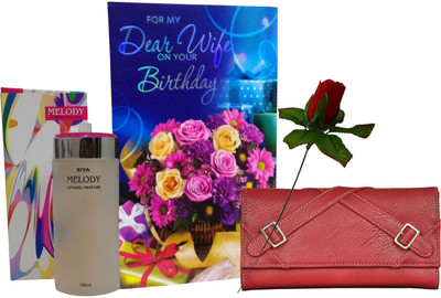 

Saugat Traders Greeting Card, Perfume, Artificial Flower Gift Set