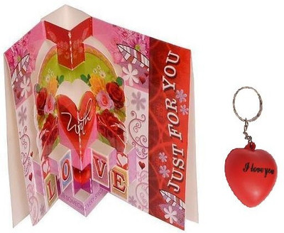 Indigo Creatives Valentine Pop Up Card Heart Keychain Gift Set available at flipkart for Rs.197