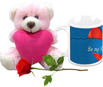 

Homesogood Be My Valentine Coffee With Teddy & Red Rose Ceramic Mug(325 ml, Pack of 3)
