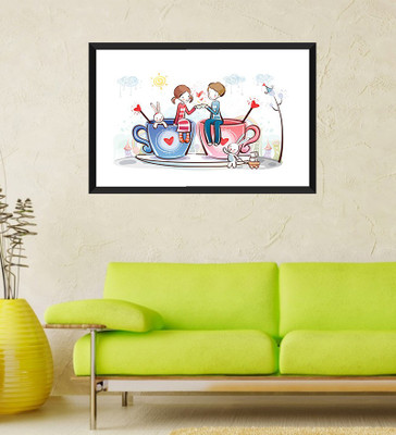 

Tallenge - Valentine's Day Gift - Coffee Love - Framed Art Print On Photographic Paper(24 inch X 18 inch, Framed)