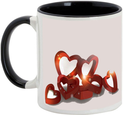 

AllUPrints 3D Love Black (Valentine Day Gifts) Ceramic Mug(325 ml), Multicolor