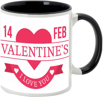 

AllUPrints Love You My Valentine Black Ceramic Mug(325 ml)