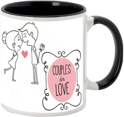 

AllUPrints Kissing Your Valentine Black Ceramic Mug(325 ml)
