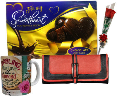 Saugat Traders Greeting Card, Mug, Artificial Flower Gift Set