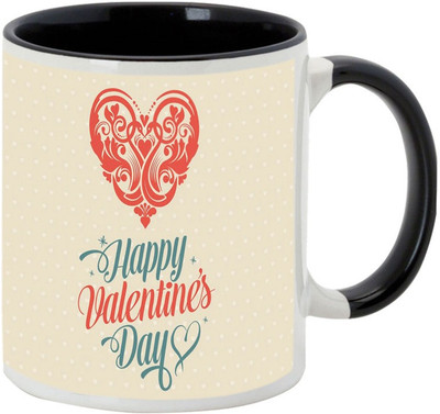 

AllUPrints With Lots Of Love On Valentines Day Black Ceramic Mug(325 ml)