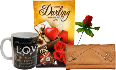 

Saugat Traders Greeting Card, Mug, Artificial Flower Gift Set