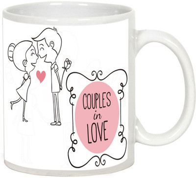 

AllUPrints Kissing Your Valentine White Ceramic Mug(325 ml)