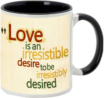 

AllUPrints Love Is Desire Black (Valentine Day Gifts) Ceramic Mug(325 ml), Multicolor