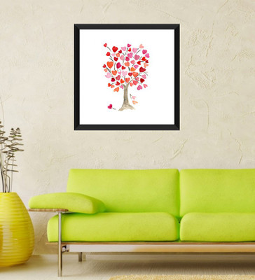 

Tallenge - Valentine's Day Gift - Heart Tree Painting - Framed Art Print On Photographic Paper(12 inch X 12 inch, Framed)