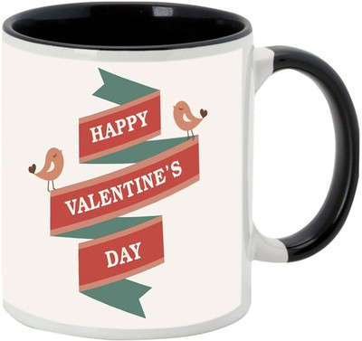 AllUPrints Distinctively Beautiful Valentines Day Gift Black Ceramic Mug(325 ml)