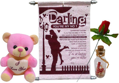 

Saugat Traders Greeting Card, Soft Toy, Artificial Flower Gift Set