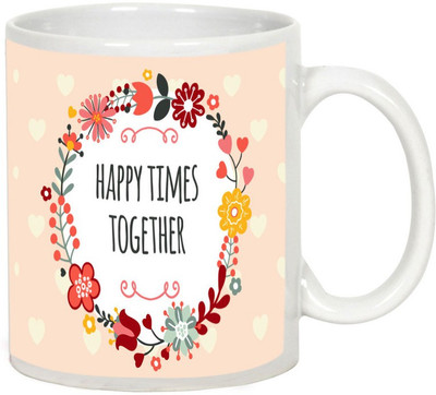 AllUPrints Happy Times Together White Ceramic Mug(325 ml)