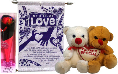 

Natali Traders Greeting Card, Soft Toy, Artificial Flower Gift Set