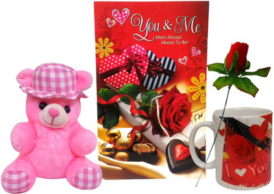 

Saugat Traders Greeting Card, Soft Toy, Mug, Artificial Flower Gift Set