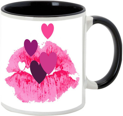 

AllUPrints Kiss Of Love Black Ceramic Mug(325 ml)