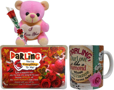 

Saugat Traders Soft Toy, Mug, Artificial Flower Gift Set