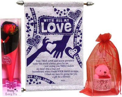 

Natali Traders Greeting Card, Soft Toy, Artificial Flower Gift Set