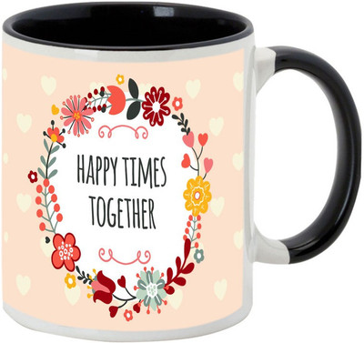 

AllUPrints Happy Times Together Black Ceramic Mug(325 ml)