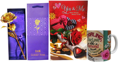 

Saugat Traders Greeting Card, Mug, Artificial Flower Gift Set