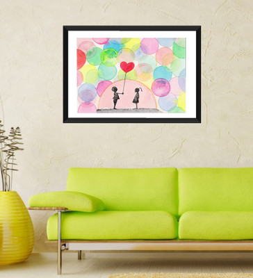 

Tallenge - Valentine's Day Gift - Walercolor Love - Framed Art Print On Photographic Paper(24 inch X 18 inch, Framed)