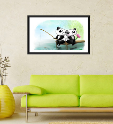 

Tallenge - Valentine's Day Gift - Cute Panda Love - Framed Art Print On Photographic Paper(24 inch X 18 inch, Framed)