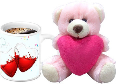HomeSoGood Two Half Filled With Not Feeling Good Coffee Mug With Teddy Valentine Gift Set Mug Gift Set available at flipkart for Rs.699